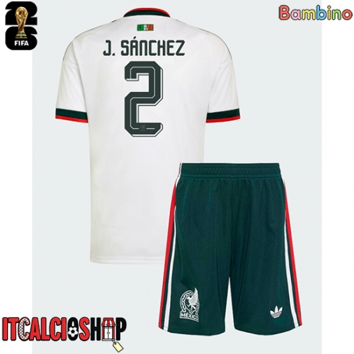 Messico Jorge Sanchez #2 Seconda Maglia Bambino Mondiali 2026 Manica Corta (+ Pantaloni corti)
